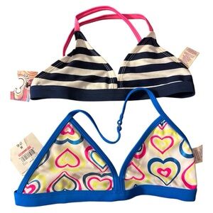 Striped and Heart Print Bikini Tops
